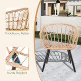 PORWEY 5 Piece Patio Bistro Set with Ottoman, Outdoor Wicker Apartment Balcony Furniture Sets, Rattan Table and Chairs Set of 2 for Porch Backyard Deck, Yellow,Beige PORWEY