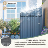 4x7 FT Lean-to Metal Storage Shed with Single Lockable Side Door, Sloping Roof Galvanized Steel Outdoor Tool Shed for Garden, Patio & Backyard Storage Mulinsonfly