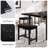 iPormis 7-Piece Dining Table Set with 6 Stools, 63" Extendable Kitchen Table Set for 4-8, Modern Dining Room Table with Sturdy Metal Frame, Space-Saving Dinette, Black iPormis