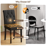 Welzona Upholstered Dining Chairs Set of 4, Button Tufted Parsons Dining Chair with Solid Wood Legs, Modern Fabric Side Chair for Dining Room/Kitchen/Restaurant/Hotel- Black Welzona