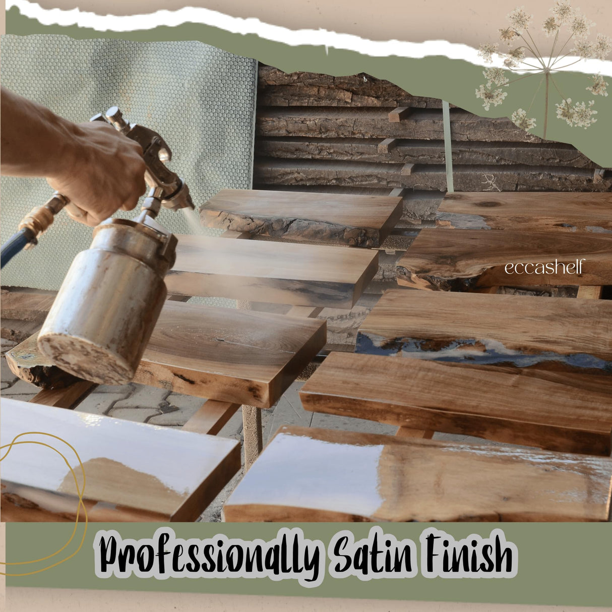 Ecca Shelf - Floating Walnut Fireplace Mantle, Live Edge Wood Mantel Shelf, Floating Fireplace Shelf, Rustic Mantelpiece, Rustic Mantel Shelf (60'' x 8'') Ahşap Habitat