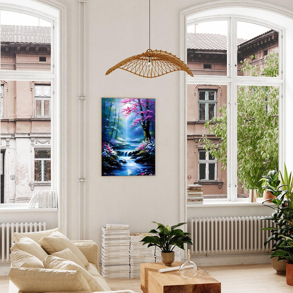 xcemhil Paint by Numbers Kit for Adults Landscape, Paint by Number Forest and Stream, Paint by Numbers Kit for Adults Beginner for Gift and Home Wall Decor 16x20 Inch xcemhil