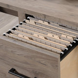 Sauder Summit Station L-Desk, L: 58.66" x W: 66.46" x H: 29.02", Laurel Oak finish Sauder