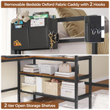 DICTAC Twin Loft Bed with L-Shaped Desk,Storage Shelves and Charging Station Metal Loft Bed Twin Size with LED Lights,Coat Rack with Drawers and Stair,Top Bunk with Safety Guardrail for Teen,Black DICTAC