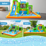 FBSPORT Inflatable Bounce House Water Slide, Bounce House for Kids Indoor Outdoor Bouncy House with 550W Blower, Water Bounce House with Slide Ball Shooting, Water Gun, Splash Pool, Bounce Area, Hose FBSPORT