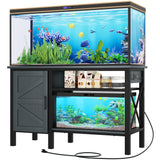 YITAHOME 55-75 Gallon aquarium stand with Power Outlets, Heavy Duty Metal Fish Tank Stand, Cabinet for Fish Tank Accessories Storage suitable for Fish Tank, Turtle Tank, 880LBS Capacity, Black YITAHOME