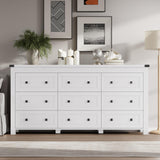 BORNOON 9-Drawer Dresser, Modern Wooden Storage Chest of Drawers, Dresser TV Stand, Wood Drawer Organizer with Metal Handles for Bedroom, Living Room, Hallway BORNOON