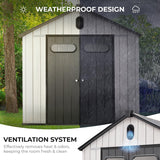 EconoHome 8x8 Ft Outdoor Storage Shed with Floor - Waterproof Shed with Lockable Door for Garden - Backyard, Tool Storage Use - Grey EconoHome