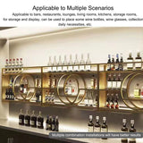 Wine Rack Wall Mounted with Wine Glass Rack Floating Bar Shelves for Liquor Bottles with LED Light Liquor Bottle Display Shelf Wall Bar Cabinet Mini Bar for Home Bar Dining Room Kitchen Living Room(Go WXZXWXZX