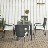 Outsunny Stackable PE Rattan Outdoor Dining Chairs with Cushions, Set of 4 Patio Wicker Dining Chairs with Armrests and Backrest for Patio, Deck, Cream White Outsunny