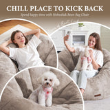 Hobestluk Bean Bag Chairs Large Bean Bag Couch for Adults Stuffed Sofa Chair Comfy Giant Bean Bag Chair with Spacious Design for Reading, Playing or Relaxing (Brown) Hobestluk