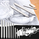 Fulmoon 288 Pcs Blending Stump and Tortillion Set Paper Art Blenders Blend Stumps for Drawing Shading Drawing Supplies Pencil Sketch Paint Tools for Student (Assorted,Mixed Sizes) Fulmoon