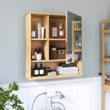 SMIBUY Bathroom Mirror Cabinet Wall Mounted, Bamboo Space Saver Medicine Cabinet, Wall Hanging Over Toilet Storage Cabinet with Mirror Door and Adjustable Shelf (Natural) SMIBUY