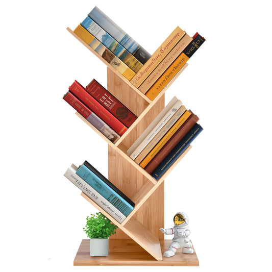 Prosumers Choice 4-Tier Bamboo Book Tree Bookshelf - Vertical Storage Rack for Books, Plants, and Decor - WoodArtSupply