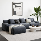 LIKIMIO 118" L-Shaped Modular Sectional Sofa for Living Room, Oversized 3-Seater Couch with Deep Seat, Movable Ottoman, No Assembly Needed, DIY Combination, Corduroy Upholstery, Dark Grey LIKIMIO