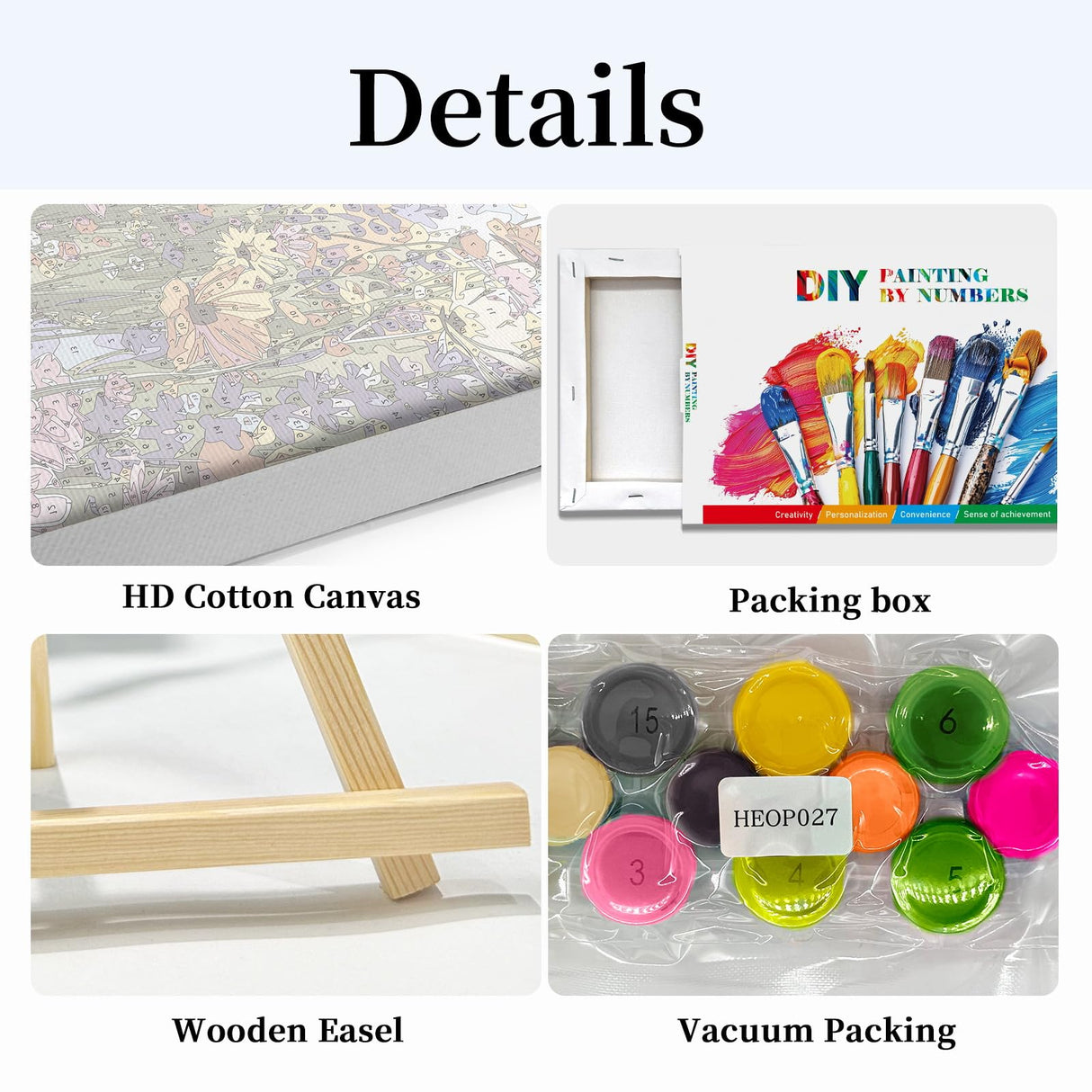 HeeBenor Framed Paint by Numbers Kit for Adults, Flowers Paint by Number with Easel, DIY Floral Acrylic Oil Painting Kit, Adult Paint by Number Kits Framed Canvas for Home Decor 8x12 Inch HeeBenor