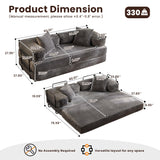 weaxty W 81" Convertible Sleeper Sofa Bed No Assembly - Corduroy Teddy Floor Couch with Fixed-Shape Frame - Boneless Foldable Loveseat for Small Spaces Living Room (Gray, Sofa Bed) weaxty W