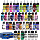 HOMY ARTY Airbrush Paint - 36 Colors with 4 Thinner, Ready to Spray Airbrush Paint Set, Water-Based Acrylic Air brush Paints for Metal, Plastic Models, Canvas, Wood - 40 Bottles HOMY ARTY