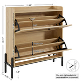IRONCK Shoe Cabinet Storage with 2 Flip Drawers, Free Standing Wooden Shoe Storage Organizer Cabinet with Rattan Doors for Entryway, Narrow Shoe Rack Cabinet, Oak IRONCK
