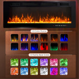 LEMBERI 60 inch Electric Fireplace Recessed and Wall Mounted,750/1500W Fireplace Heater and Linear Fireplace with Touch Screen Control Panel, Timer,Remote Control,Adjustable Flame Color and Speed LEMBERI