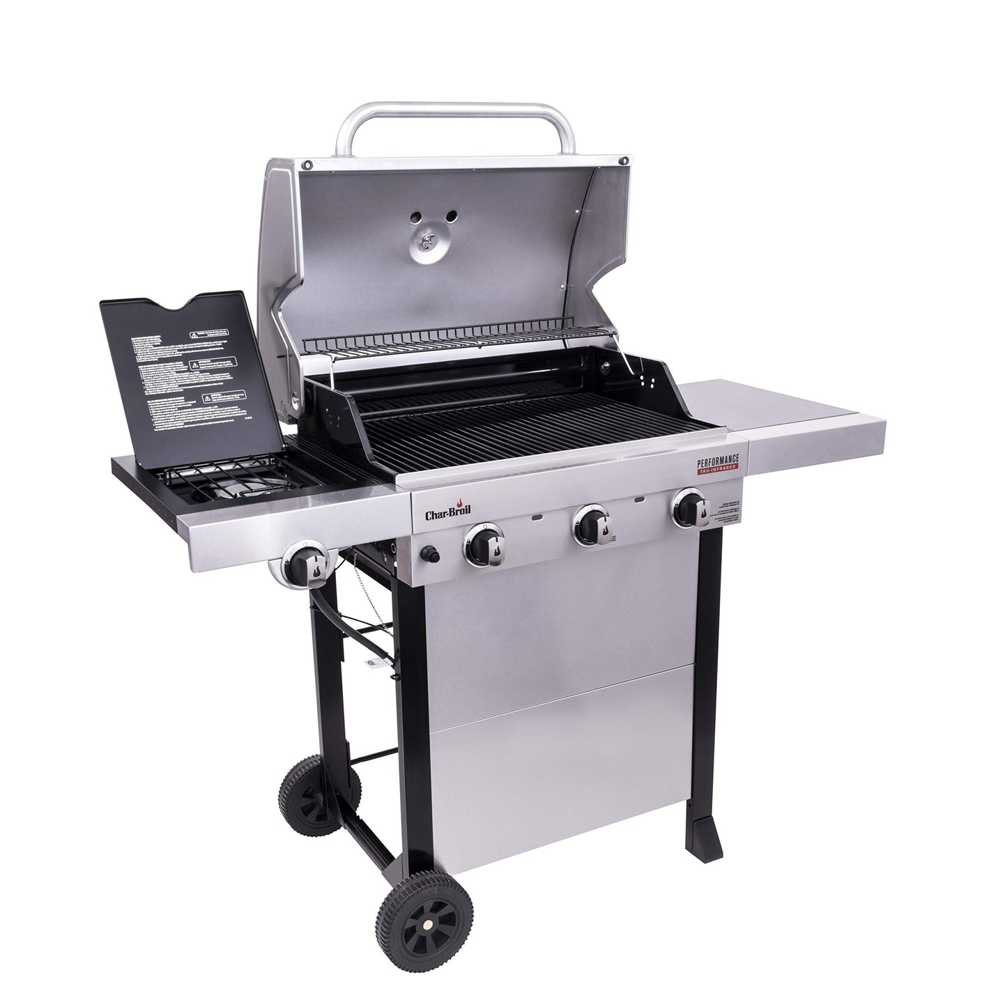 Char-Broil® Performance Series™ TRU-Infrared Cooking Technology 3-Burner with Side Burner Cart Propane Gas Stainless Steel Grill - 463370719