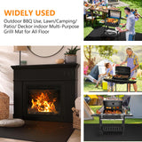 Keeswin Grill Mat 70 x 40 inch, Under Grilling Mats for Outdoor Grill, Silicone Fibreglass Heat Resistant Water Resistant Grill Mat for BBQ Grills, Fireplace, Floor, Lawn and Camping, Black Keeswin