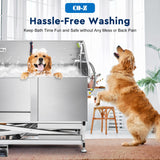 CO-Z 50" Electric Dog Bathing Station Height Adjjustable, Professional Stainless Steel Dog Grooming Bathtub for Medium Small Dogs,Dog Washing Station for Home with Faucet and Accessories CO-Z