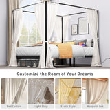 DWVO Canopy Bed Frame King, Four Poster Platform Bed with USB Charging Station, Metal Bed Frame with Slats Support, 12.4 inch Underbed Storage, No Box Spring Needed, Black DWVO