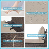 ASJMR Outdoor Patio Furniture Set with Gas Fire Pit Table, 13 Pieces Outdoor Furniture Set Patio Sectional Sofa w/43in Propane Fire Pit, PE Wicker Rattan Patio Conversation Sets (Sand) ASJMR