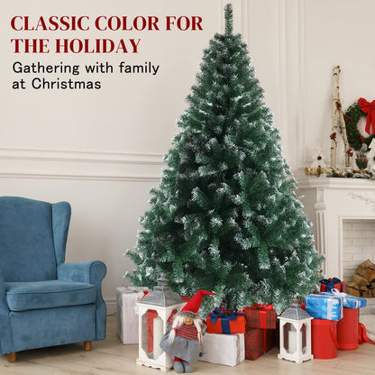 Karl home 6ft Green Partial Flocked Artificial Christmas Tree, Classic Spruce Tree with Sturdy Metal Stand for Home, Office, Party Festival Holiday Decoration,812 PVC Branch