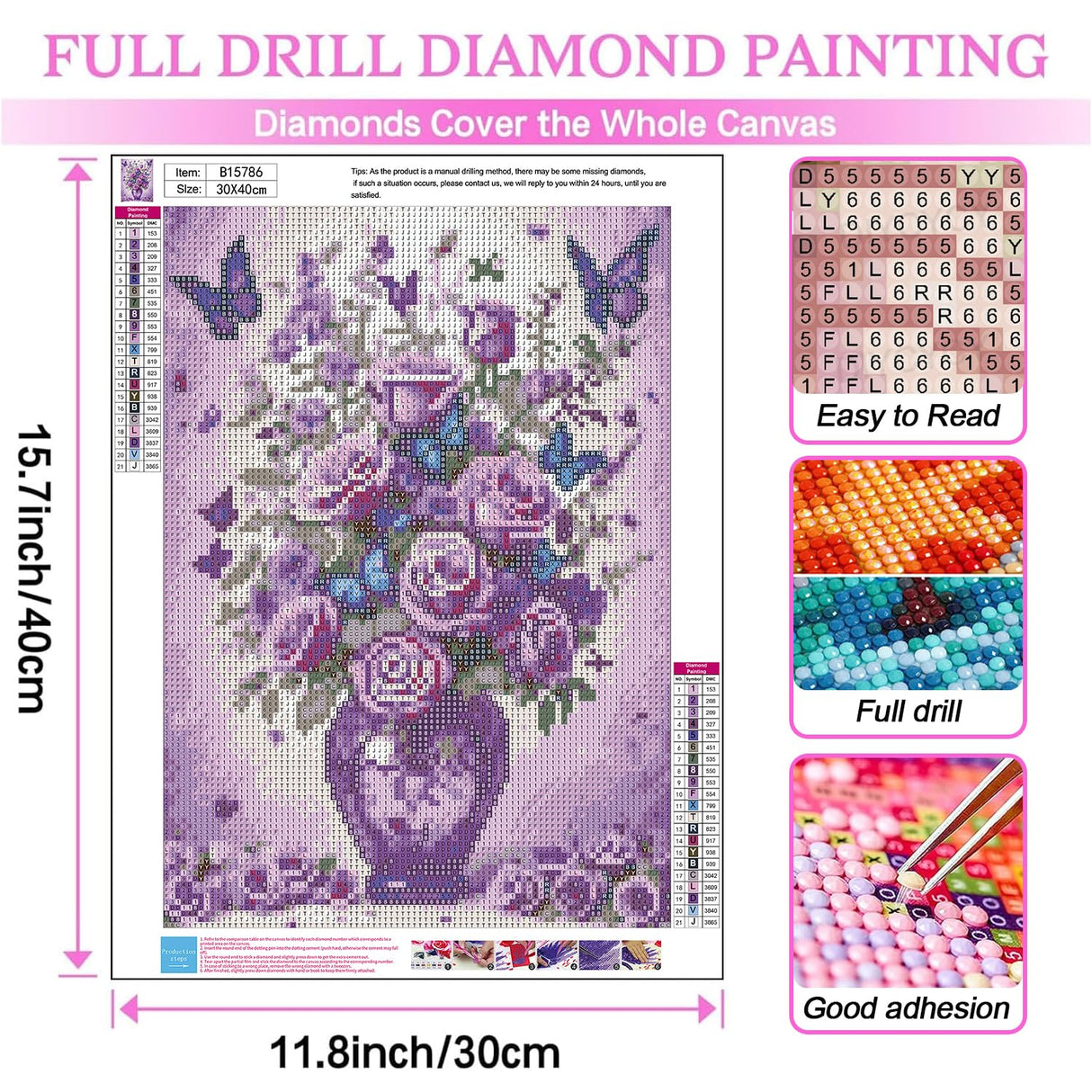 DIYCYCY Floral&Butterfly Diamond Art Kits for Adults Beginners,DIY 5D Diamond Painting Flowers,Round Full Drill Gem Art for Adults,Diamond Dots Paintings Picture Crafts Home Wall Decor 12x16 in DIYCYCY