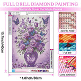DIYCYCY Floral&Butterfly Diamond Art Kits for Adults Beginners,DIY 5D Diamond Painting Flowers,Round Full Drill Gem Art for Adults,Diamond Dots Paintings Picture Crafts Home Wall Decor 12x16 in DIYCYCY