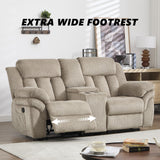 CANMOV Recliner Sofa Set, Manual Recliner Loveseat with Overstuffed Armrest for Living Room,Bedroom Furniture,Office,2 Seat Light Brown CANMOV