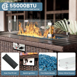 VONZOY Patio Furniture Set with Fire Pit Table, 7 Piece Outdoor Sectional Conversation Sets Wicker Rattan Sectional Sofa with Coffee Table for Patio Garden Backyard, 4'' Thickened Cushion Dark Grey VONZOY