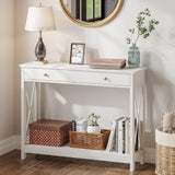 Treocho White Console Table with Drawer and Storage Shelves, Foyer Sofa Table Narrow for Entryway, Living Room, Hallway Treocho