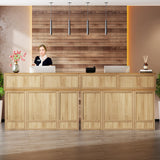 Tribesigns Reception Desk with Counter, 57-Inch Rustic Front Receptionist Table, Boho Welcome Desk Checkout Counter for Office, Retail, Lobby, Beauty Salon (Oak) Tribesigns