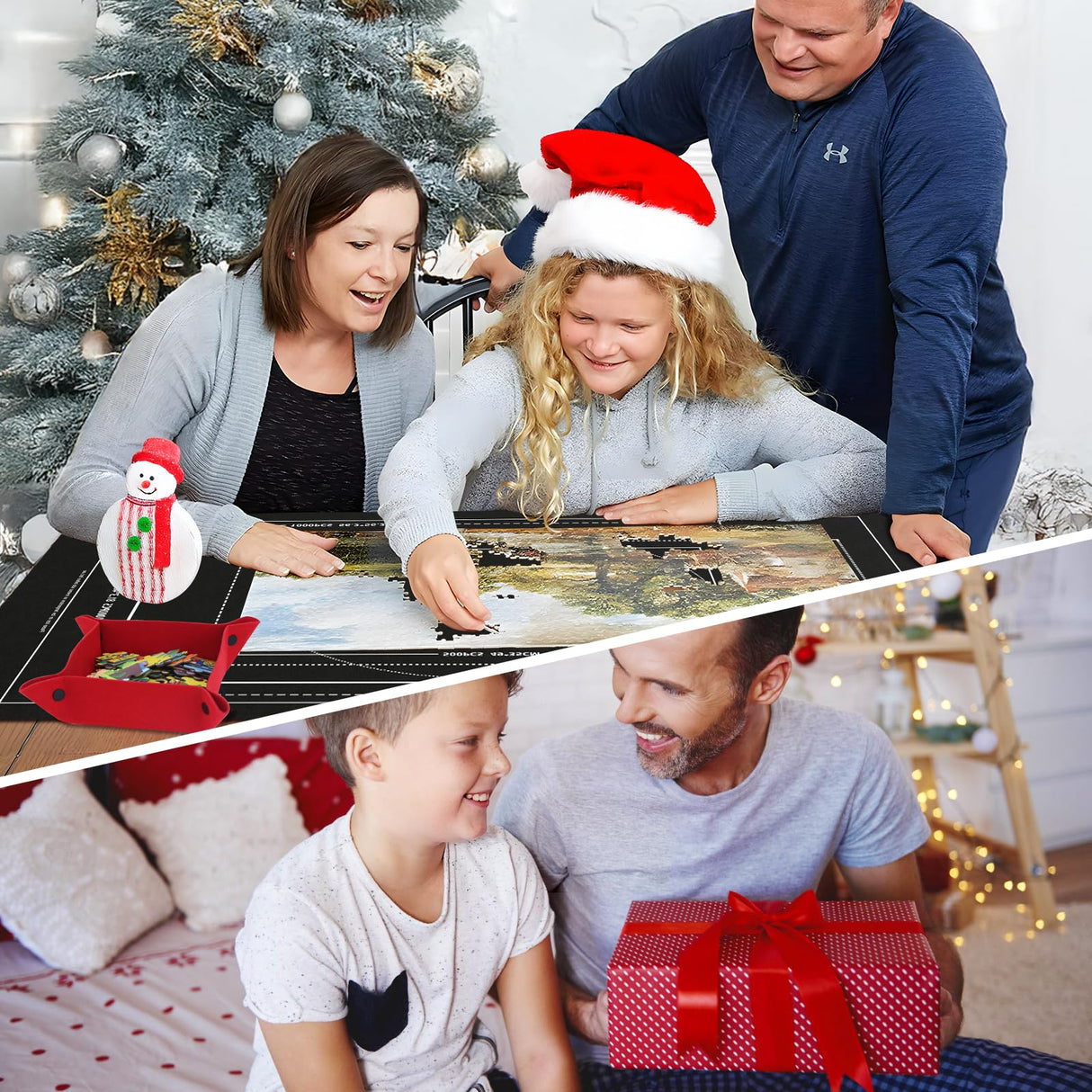 EWOID Jigsaw Puzzle Mat Roll Up Fits 1500 1000 500 Pieces Puzzles, Jigsaw Felt Mat with 6 Sorting Trays & Storage Bag & Pump, Portable Non Slip Jigsaw Puzzle Saver for Adult Kid EWOID