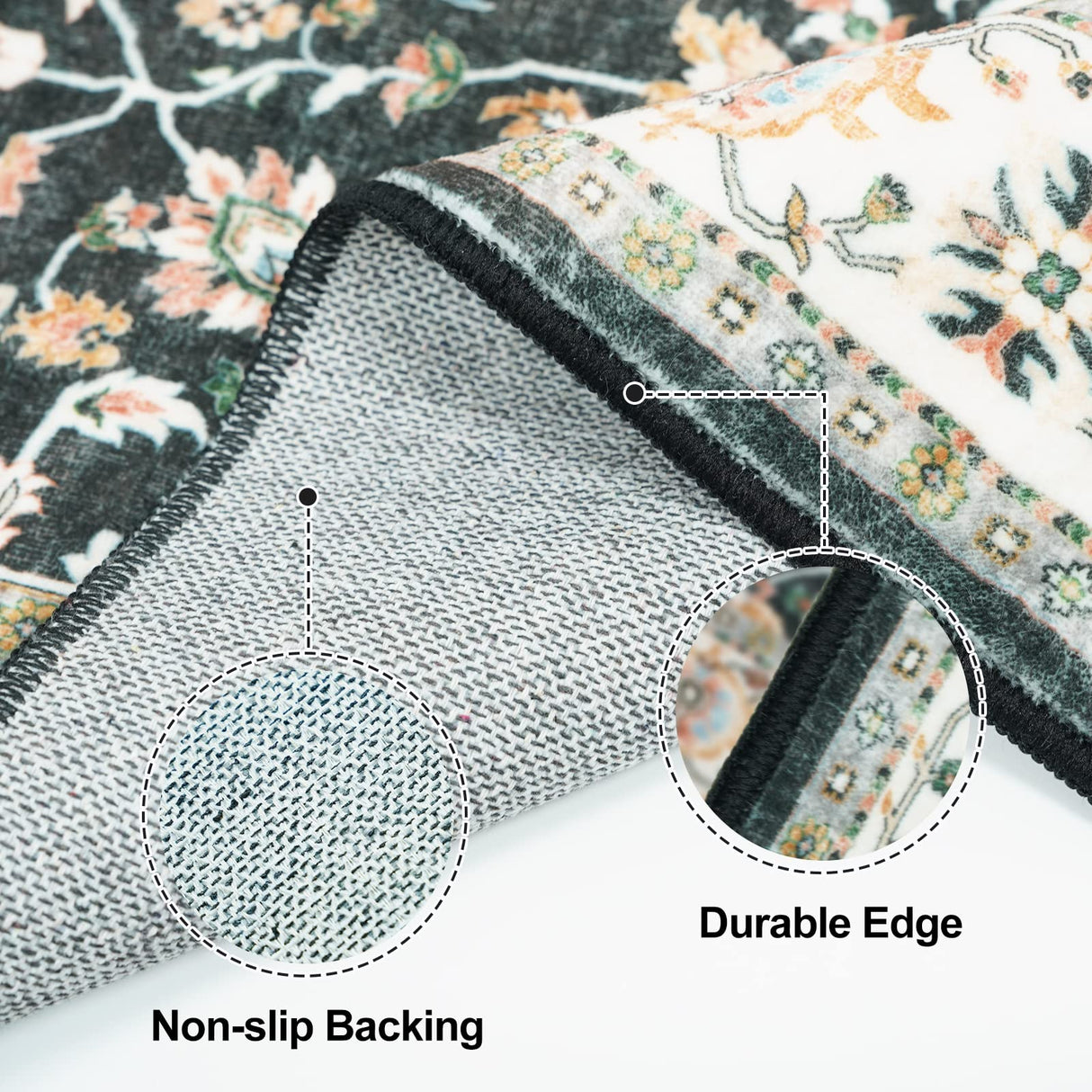 Washable Hallway Runner Rug 2x3 - Runner Rug Kitchen Rugs and Mats Non Skid Washable Waterproof Carpet Runner for Living Room Bedroom Bathroom (Black, 2X3) TOPRUUG