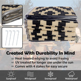 SAND MINE Reversible Mats with Led Strip Lights, Plastic Straw Rug, Modern Area Rug, Large Floor Mat for Outdoors, Patio, Backyard, Deck, Picnic, Camping, Black & Beige, 8' x 10' SAND MINE