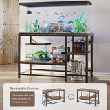 Bestier 55 Gallon Fish Tank Stand with Power Outlet, 49x13 Metal Aquarium Stand, 6-Leg Long Reptile Tank Stand with 3-Tier Adjustable Storage Shelves, 700LBS Capacity Bestier