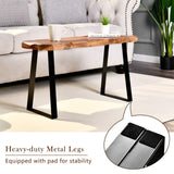 WELLAND Wood Entryway Bench with Metal Legs, Mid-Century Modern Bench for Living Room, Indoor, Porch, Farmhouse WELLAND