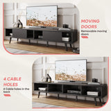 Bestier 70 inch Mid Century Modern Entertainment Center for 75 inch Display, Low Profile with Storage, for Living Room, Cord Management, Black Ash Bestier