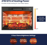 44" Electric Fireplace Mantel, LED Farmhouse TV Stand with Electric Fireplace Heater, Stacked Stone Surround and Remote Control 3D Realistic Flame, White Fireplace for Living Room Bedroom Naice