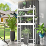 Homykic Over The Toilet Storage, Bamboo 3-Tier Over-The-Toilet Space Saver Organizer Rack, Stable Freestanding Above Toilet Stand with 3 Hooks for Bathroom, Restroom, Laundry, White Homykic