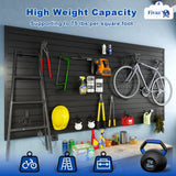 4'x8' PVC Slat Wall Paneling, High Load Capacity Slatwall Panel, Cuttable & Moisture-Proof & Flame Retardant, Heavy Duty Black Garage Slatwall Panes Storage Systems for Garage Workshop Storage Fivaz