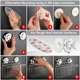 HASKO Suction Cup Shower Caddy Basket for Shampoo, Shower Suction Shelf Organizer, Basket with Soap Holder and Hooks, Stainless Steel Shampoo Holder for Bathroom Storage (Chrome) HASKO accessories