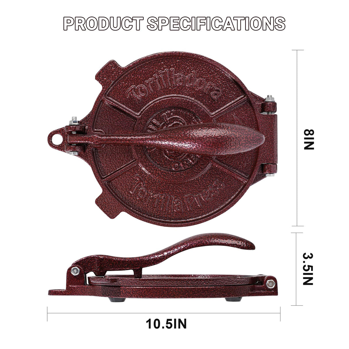 Vivicreate Cast Iron Tortilla Press 8 Inch, Tortilla Maker, Quesadilla Maker, Non-slip Design (Brown flower) vivicreate