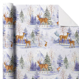 WRAPAHOLIC Kraft Christmas Wrapping Paper - Mini Roll - 17 Inch x 33 Feet - Watercolor Animal and Winter Forest Landscape Design for Christmas, Holiday, Party Celebration WRAPAHOLIC