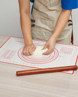 Wood Rolling Pin for Dough, Vinoil French Rolling Pins for Baking with Slicone Baking Mat Set, Dough Roller for Baking Fondant Pizza Pasta Pies Cakes Bread and Cookies, 16 Inch Rosewood Vinoil