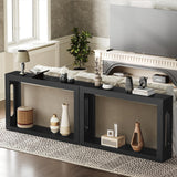 YATINEY Farmhouse Console Table, 47.2 Inches Wooden Behind The Couch Sofa Table with Storage, Entryway Table with Reinforced Support, for Living Room, Entryway, Hallway, Staircase, Black CT24BK YATINEY